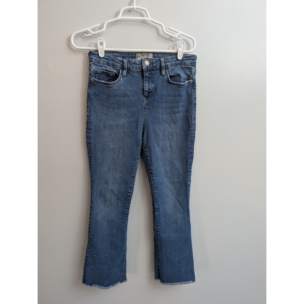 Z3 P1 Free People 61502-16515125 W31 High Rise Blue Denim Cropped Frayed Jeans